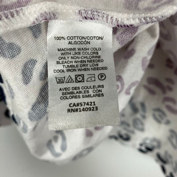 Loft Long Sleeve T-Shirt White Purple Ombre Leopard 100% Cotton Womens Sz Small - Picture 7 of 11